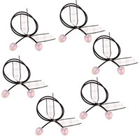D DOLITY 6 Pcs New Beauty Women Ribbon Bow Ball Elastic Hair Bands Ponytail Holder Rubber Rope Bands