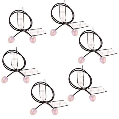 D DOLITY 6 Pcs New Beauty Women Ribbon Bow Ball Elastic Hair Bands Ponytail Holder Rubber Rope Bands