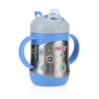 Luv N' Care, Ltd. Nuby 2 Handle Stainless Steel Cup with No Spill Soft Spout, Blue