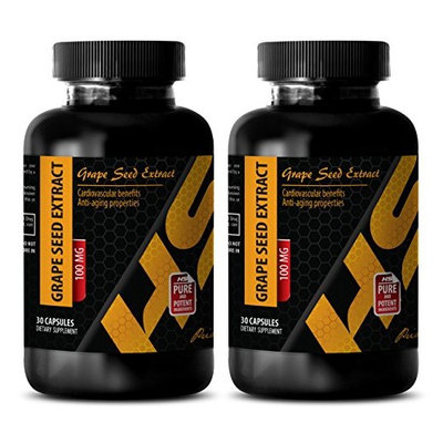 Maintain skin health - PURE GRAPE SEED EXTRACT 100 Mg - Grape seed pressed - 2 Bottles - 60 Capsules