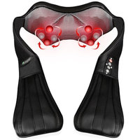 Shiatsu Massage Pillow Massager with Heat, 4 Deep Kneading Nodes to Relieve Shoulder, Neck, Back,Waist, Arms, Foot Pain, Feagar Portable Body Electric Massage for Home Car Office, Black