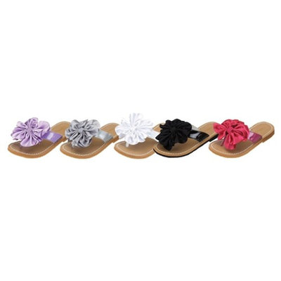 Toddler Little Girls Floral Pom Pom Flip Flop Sandal Size 7-4