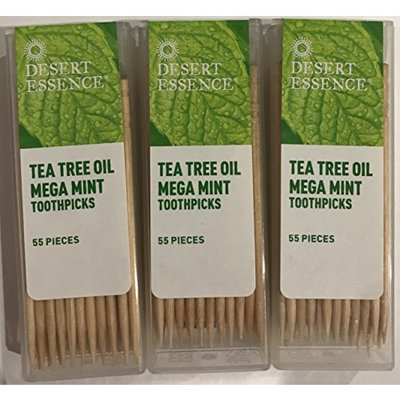 Desert Essence Tea Tree Oil Mega Mint Toothpicks - 3 Pack - 55 Pieces Each