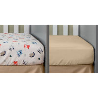 Bananafish Studio Forest Fun Set of 2 Crib Sheets, Toss Print/Khaki Solid