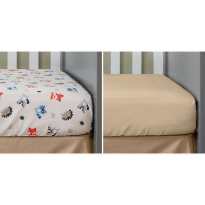 Bananafish Studio Forest Fun Set of 2 Crib Sheets, Toss Print/Khaki Solid