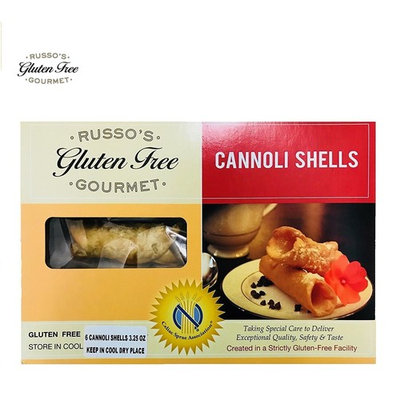 Russo's Gluten Free Cannoli shells - 3.5 Oz (6 Canoli shells) - 100% Gluten Free, Made in a strictly Glutenfree Facility