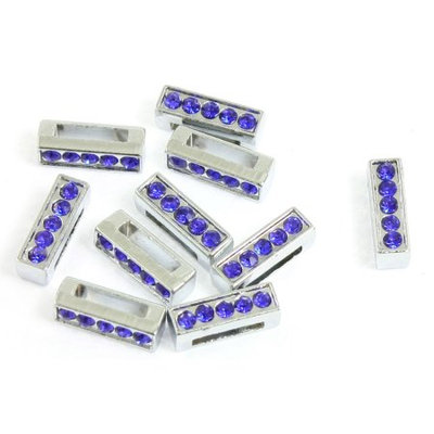 Pets Cat Dog Name Collar Blue Plastic Rhinestone Slide Charm Letter I 10 Pcs
