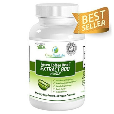 Pure Green Coffee Bean Extract 800mg with GCA® - Double Strength (50% Chlorogenic Acid & Antioxidants) - Thirty (30) Days Supply - Premium Fat Burner and 100 % Natural Weight loss Supplement