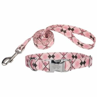 Country Brook Design® Pink and Brown Argyle Premium Collar & Leash