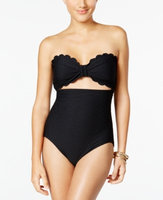 kate spade new york Scalloped Bandeau One Piece Swimsuit