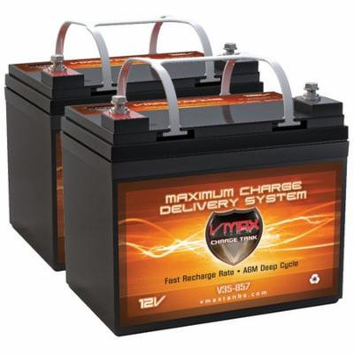 QTY2 VMAX857 AGM Deep Cycle Group U1 Battery Replacement for Electric Mobility Rascal 260LE Candy Apple 12V 35Ah Battery