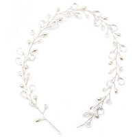 Richi Vintage Faux Crystal Pearl Tiara Drop Bridal Headband Wedding Hair Accessories 16.930.98in