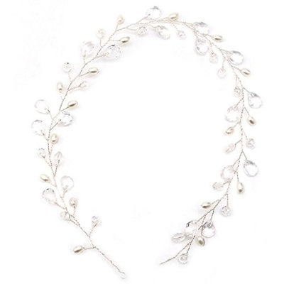 Richi Vintage Faux Crystal Pearl Tiara Drop Bridal Headband Wedding Hair Accessories 16.930.98in