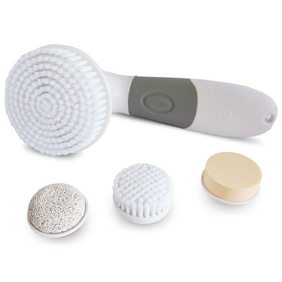 PRO 4 in 1 Skin Care Facial Brush Cleanser and Facial Massager System by Xtech for Exfoliation and Microdermabrasion, Acne, Blackheads and Dead Skin Removal, Revitalizes Skin with Premium Brushes