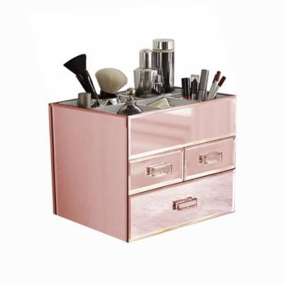 OnDisplay Miro 3 Drawer Tiered Mirrored Glass Makeup/Jewelry Organizer