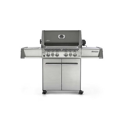 Napoleon P500RSIBNG-A Prestige Natural Gas Grill with Up to 78 500 BTUs 6 Burners 900 Sq. In. Cooking Area LIFT EASE Rotisserie Kit and Infrared SIZZLE ZONE Side
