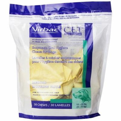 C.E.T. Enzymatic Oral Hygiene Chews, Medium Dog, 30 Count, Combines natural antiseptic activity with abrasive action for clinically proven plaque.., By Virbac