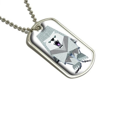 Roaring Bear Geometric White Military Dog Tag Luggage Keychain