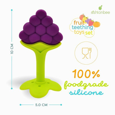 Baby Teether Toys (4 Pack) - Soft Silicone Fruit Teething Toys Set For Toddlers & Infants, Baby Gum Massager by Ashtonbee