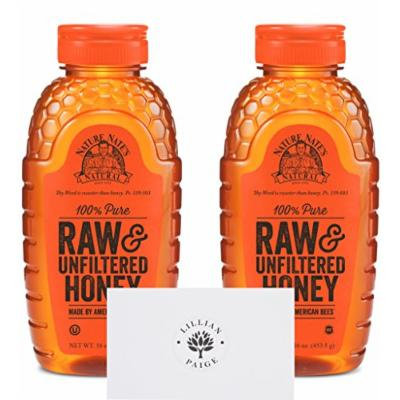 Nature Nate's 100% Pure Raw & Unfiltered Honey (2 Pack) in Dependable Packaging to Prevent Breakage with LP card - LP Bundle (Original, 16 Ounce (Set of 2))
