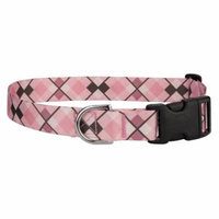 Country Brook Petz® Pink and Brown Argyle Featherweight Deluxe Dog Collar