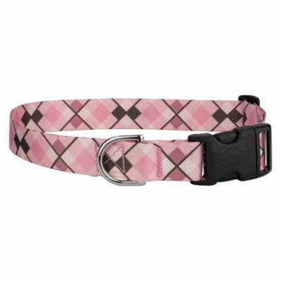Country Brook Petz® Pink and Brown Argyle Featherweight Deluxe Dog Collar