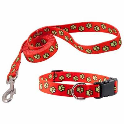 Country Brook Design® Red Busy Paws Deluxe Collar & Leash