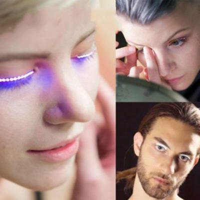 1 Pair LED Eyelashes, Luminous False Eyelashes Luminous Glowing Eyelashes Waterproof Fake Eyelashes For Party For Costume, Blue Light