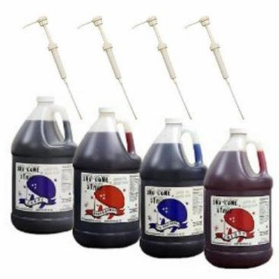 Blue Raspberry, Cherry, Grape, Strawberry Snow Cone & Shave Ice Syrup-4/1 Gallons W/pumps