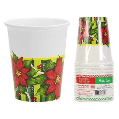 Hanna K Signature 2185269 Poinsettia Wreath 9 oz Cups - Pack of 36 & 12 per Pack