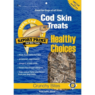 Savory Prime Cod Skin Fish Crunchy Bites Natural Hypoallergenic Dog Treats 16oz