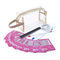 Zodaca 5-piece Nail Art Stickers Gift Set, 3D Glitter Rhinestones, File Sandpaper, Polish Pens & Clear Cosmetic Bag (5-in-1 Accessory Bundle)