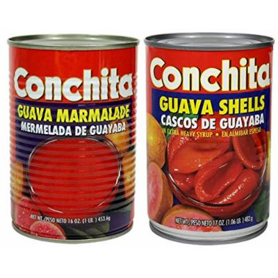 Conchita Guava Variety Pack, 1 Shells in Extra Heavy Syrup, 17oz & 1 Guava Marmalade 16oz (Cascos de Guayaba en Alimibar Espeso y Mermelada)