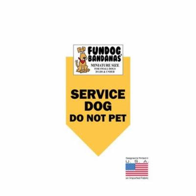 MINI Fun Dog Bandana - Service Dog Do Not Pet - Miniature Size for Small Dogs under 20 lbs, gold pet scarf