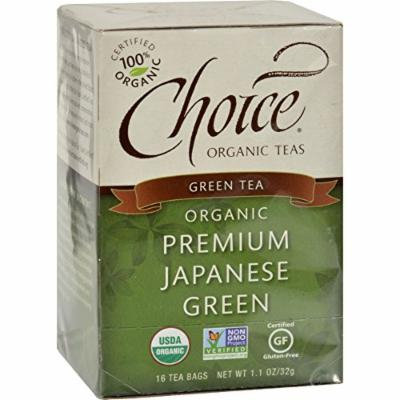 Choice Organic Teas Premium Japanese Green Tea - 16 Tea Bags - Case of 6 - 95%+ Organic -