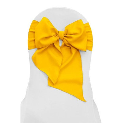 LA Linen TCpop8x108-Pk10-YellowDrkP47 Polyester Poplin Chair Bows, Dark Yellow - 8 x 108 in. (Pack of 10)