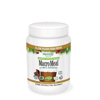 MacroMeal Vegan Chocolate 28 Serving Macrolife Naturals 37 oz Powder