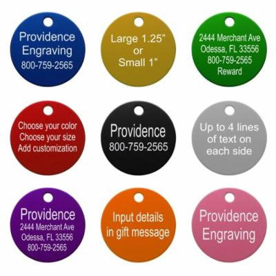 Pet ID Tags - Up to 8 Lines of Custom Engraving - Round - SILVER
