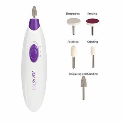 JCMASTER Manicure and Pedicure Set 5 in 1 Portable Nail Beauty Buffer File Kit Tool for Home Travel Use, Battery Operated