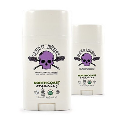 North Coast Organics Death By Lavender Deodorant (Pack of 2) With Coconut Oil, Carnauba Wax and Shea Butter, 2.5 oz Each