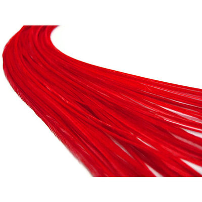 10 Pieces - Solid Red Thin Long Rooster Hair Extension Feathers