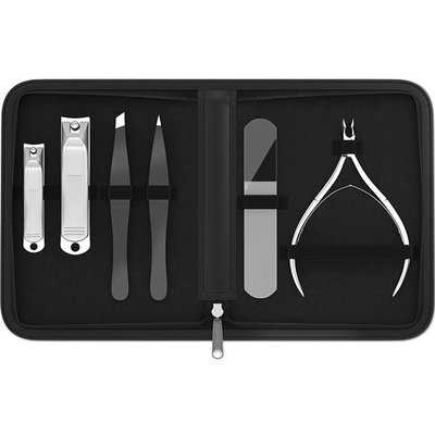 Shear Guru Manicure & Pedicure for Women and Men: Complete Personal Care 6-Piece Beauty Kit including Premium Nail Clippers for Thick Nails + Nail Nipper + Tweezers and Portable Luxury Travel Case