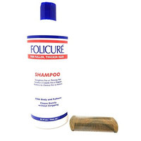 Folicure Shampoo 32 Ounce and SandalWood Comb Bundle