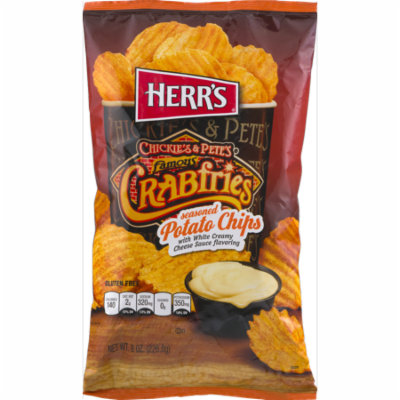Herr's Chickie's & Pete's Famous Crabfries Seasoned Potato Chips with Creamy Cheese Sauce Flavoring 8.0 oz. Bag (4 Bags)