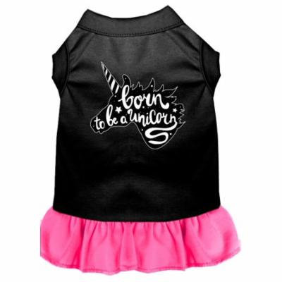 Born To Be A Unicorn Screen Print Dog Dress Black With Bright Pink Lg (14)