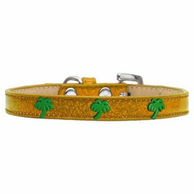 Green Palm Tree Widget Dog Collar Gold Ice Cream Size 14