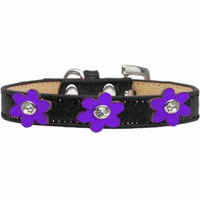 Metallic Flower Ice Cream Collar Black With Metallic Purple Flowers Size 20