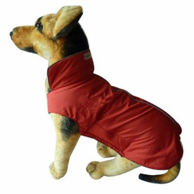Cool Red Waterproof Dog Coat Jacket, Fleece Lined For Warmth, Chest Protector, Reflective Piping For night Safety two size