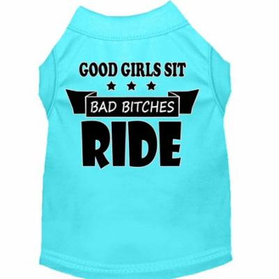 Bitches Ride Screen Print Dog Shirt Aqua Xs (8)