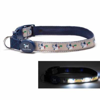 Light Up LED Dog Collar - Patented Light Up Durable Glowing Collar for Puppies and Dogs - by Dog e Glow (Ducks, small 8